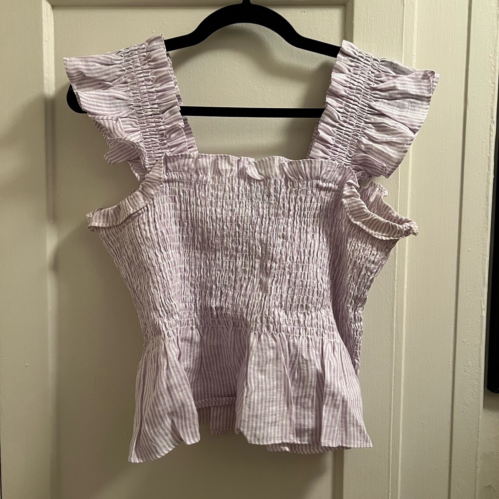 Hill House Ruffle Tank- Women's Ruffled Lilac Top